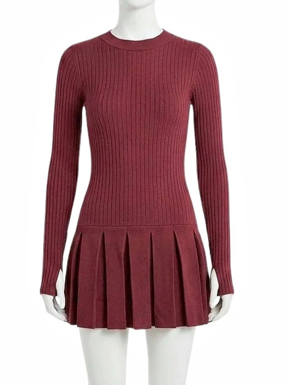 Free People Emmy Mini Ribbed Pleated Dress